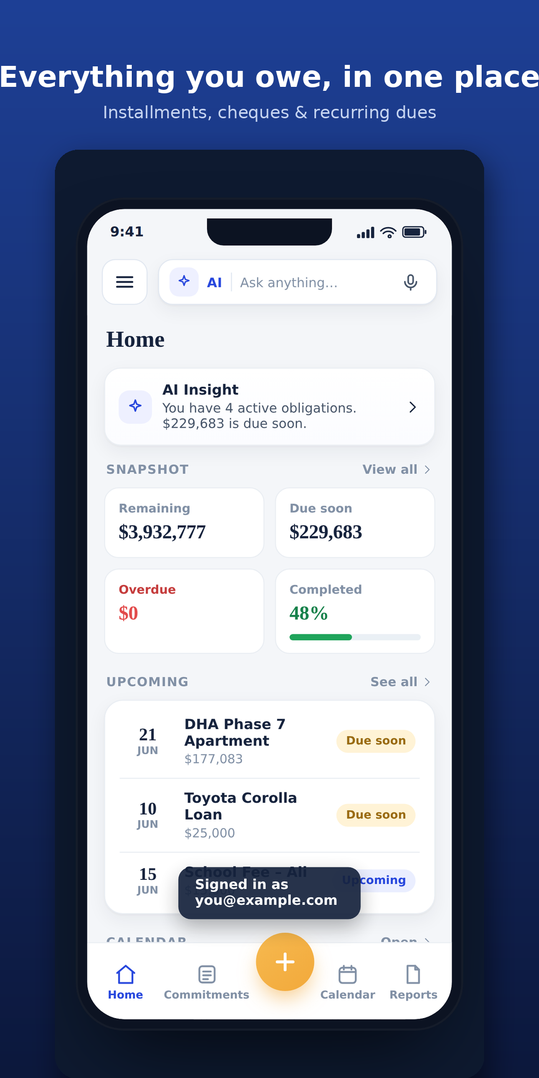 Wajib AI home dashboard