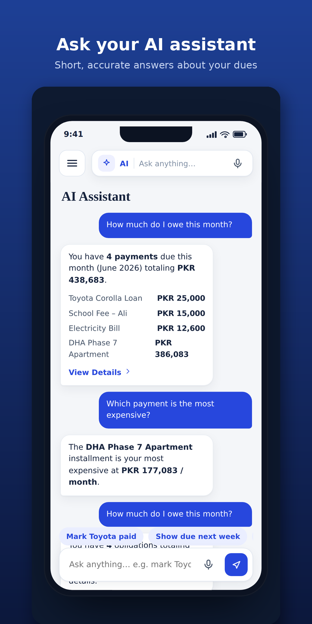 Wajib AI assistant answering an obligations question